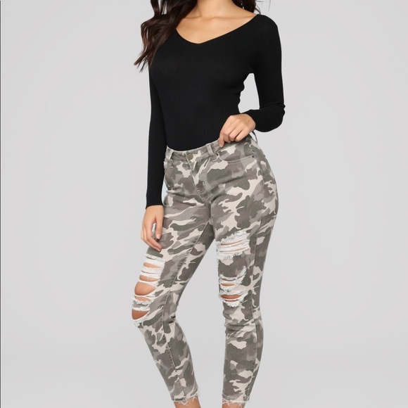 camo jeans fashion nova
